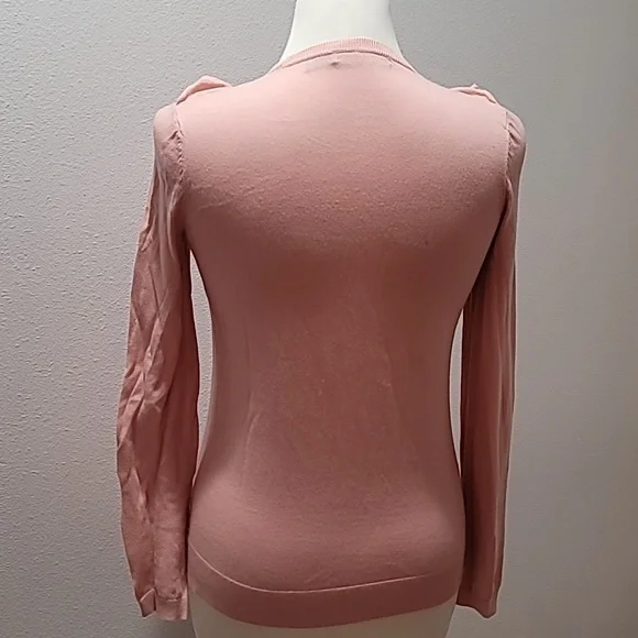 Ralph Lauren Small Pink Ruffle Sweater Top Casual Comfy Cozy Preppy Pullover - Picture 2 of 12